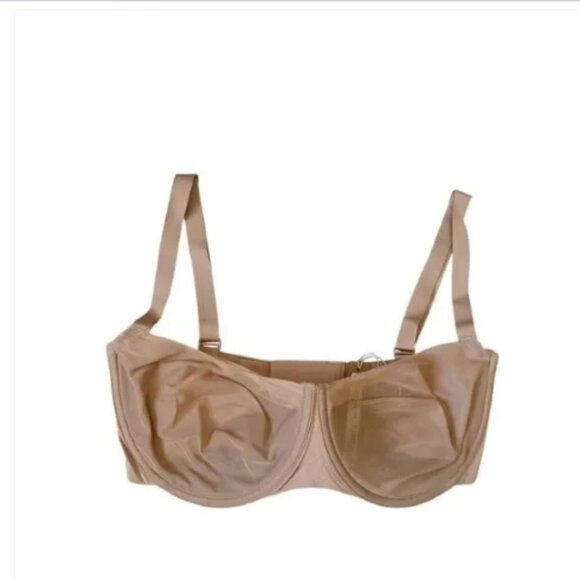 NEW Skims No Show Unlined Balconette Bra Clay 34DDD 34F Tan Sheer - Picture 4 of 9
